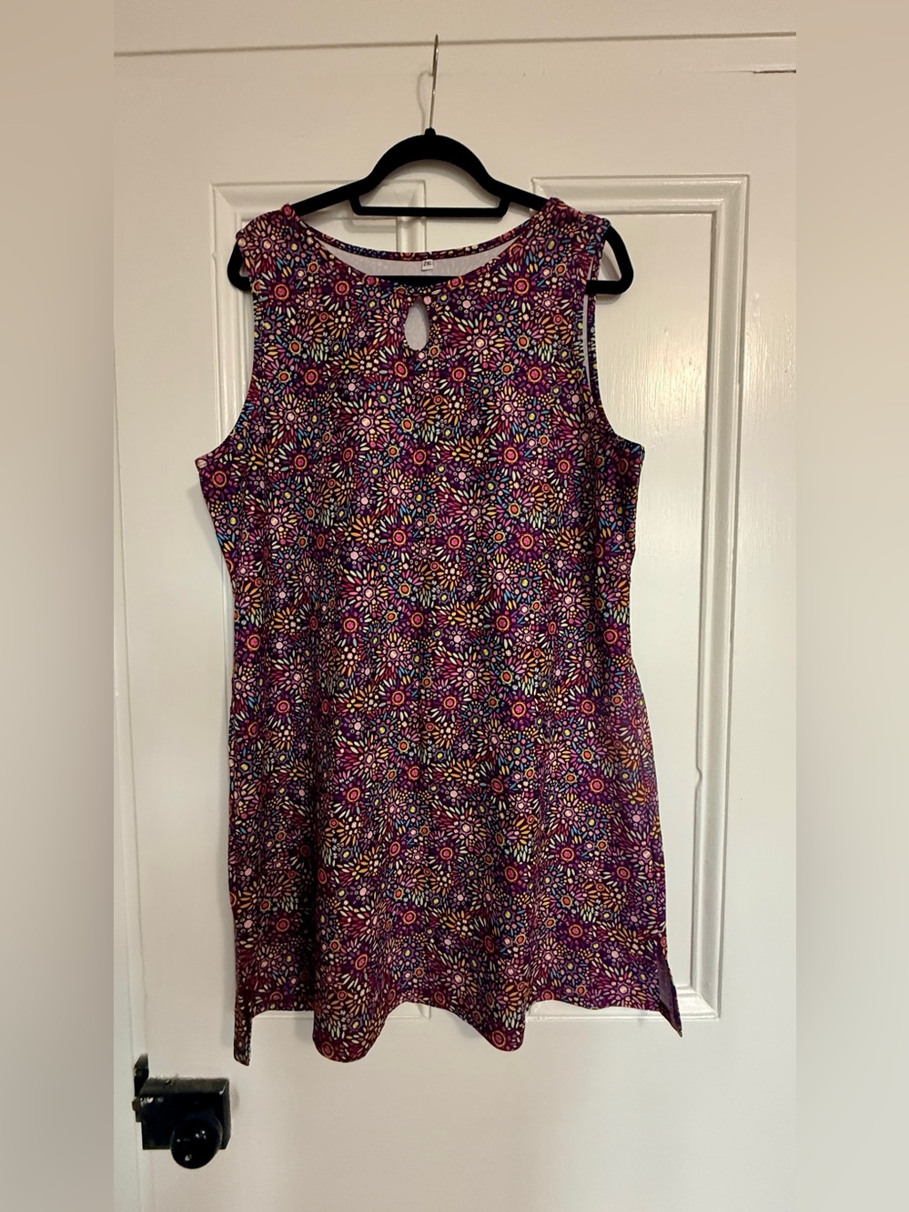 Nuu-Muu 2XL Original Keyhole Dress | "Starburst" Print | Purple Kaleidoscope
